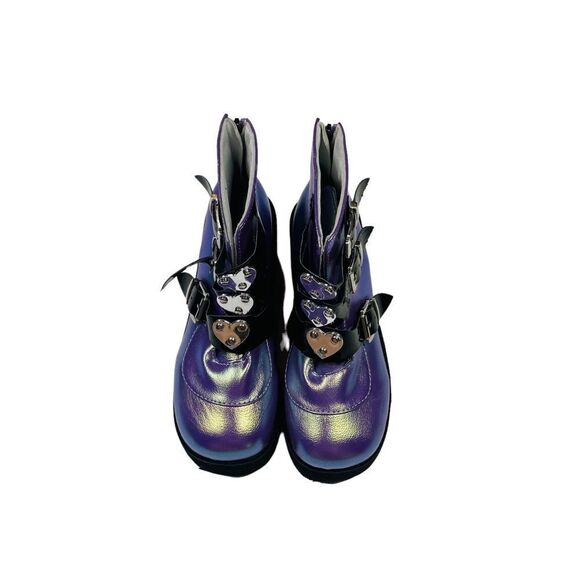 Purple Metallic Platform Ankle Boots - Size 6 - Picture 9 of 16